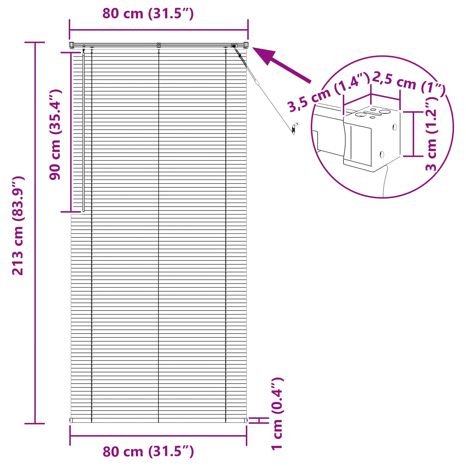 Venetiaanse Blind Lichtbruin met Patroon 213 x 80 cm PVC