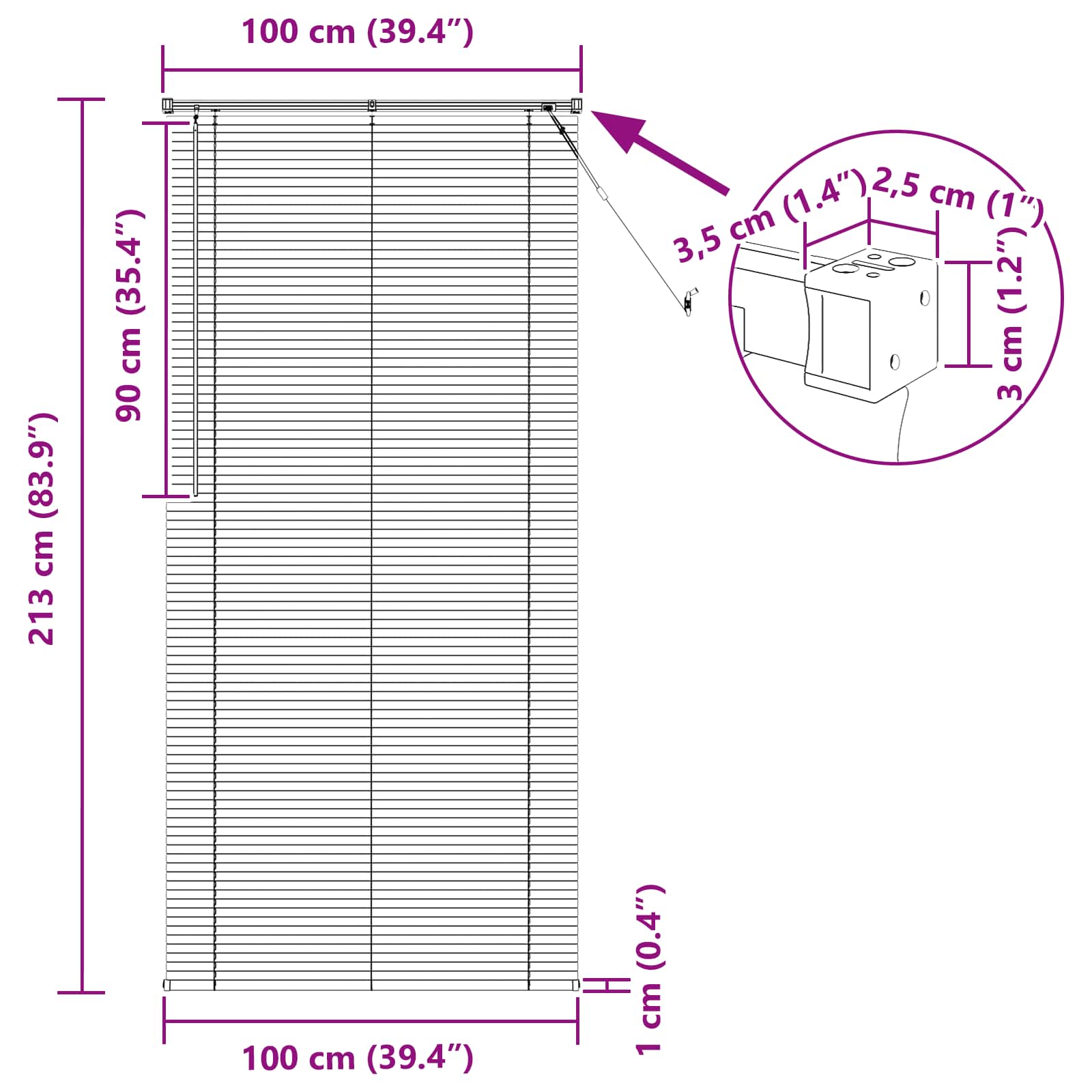 Venetiaanse Blind Lichtbruin met Patroon 213 x 100 cm PVC