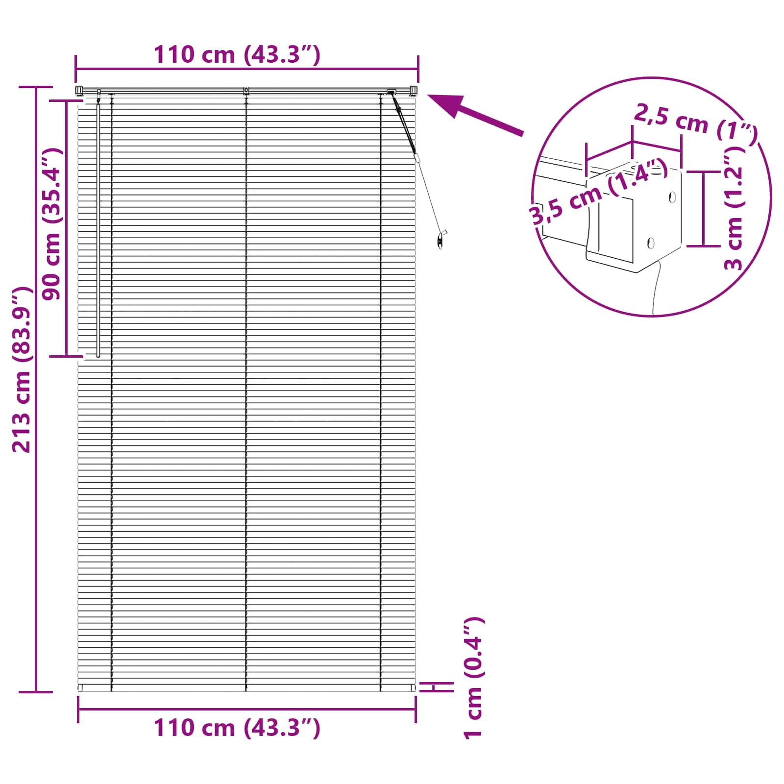 Venetiaanse Blind Lichtbruin met Patroon 213 x 110 cm PVC