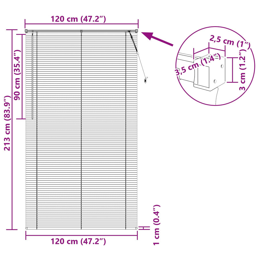 Venetiaanse Blind Lichtbruin met Patroon 213 x 120 cm PVC