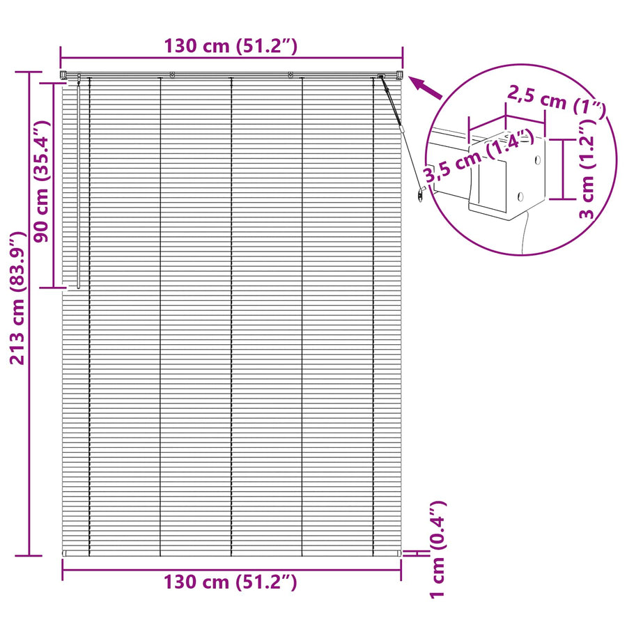 Venetiaanse Blind Lichtbruin met Patroon 213 x 130 cm PVC