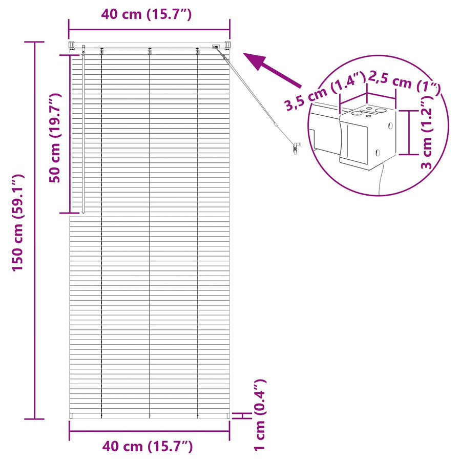 Venetiaanse Blind Donkerbruin met Patroon 150 x 40 cm PVC