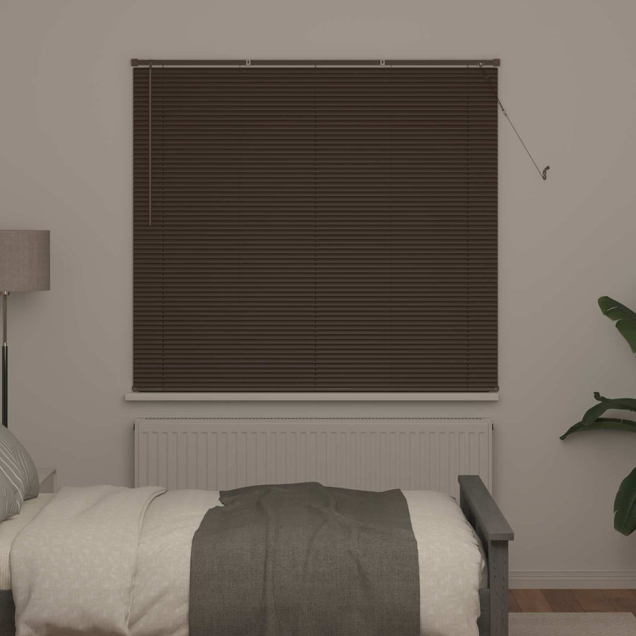 Jaloezie Donkerbruin met Houtpatroon 160 x 150 cm PVC