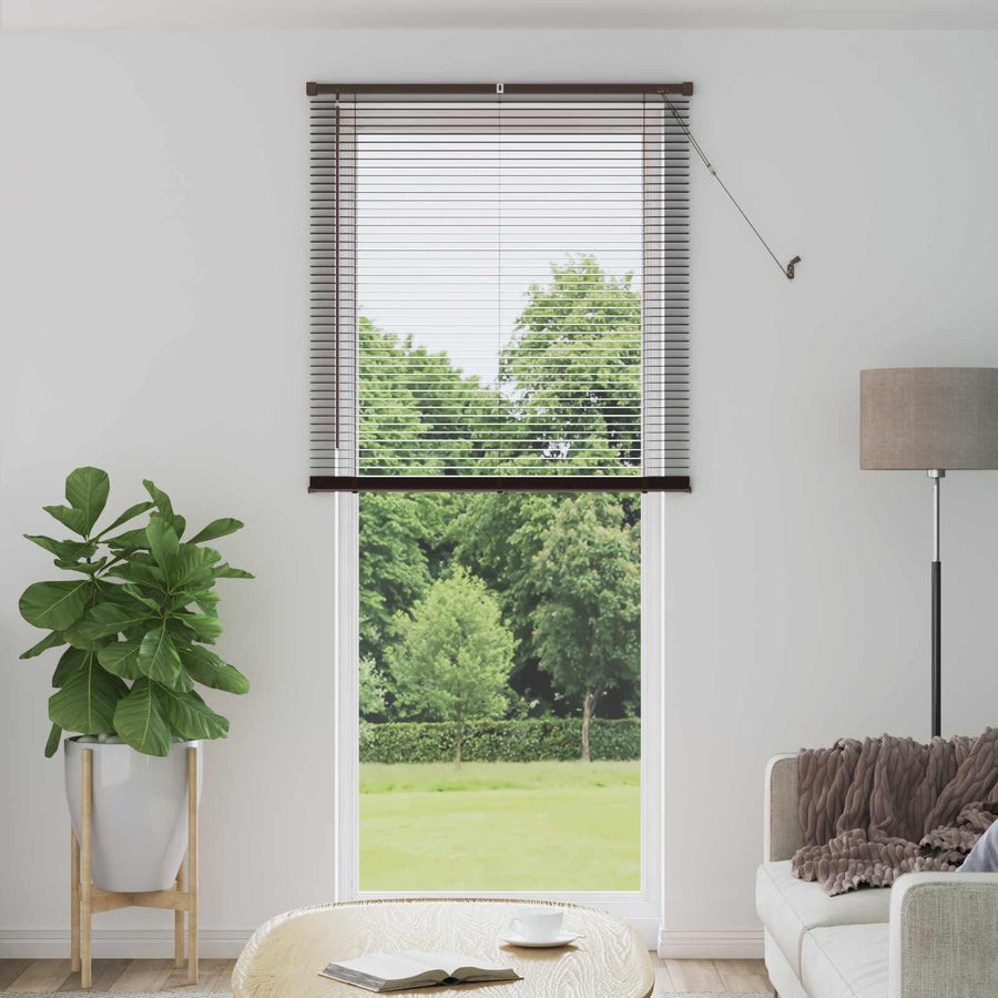 Venetiaanse Blind Donkerbruin met Patroon 213 x 100 cm PVC