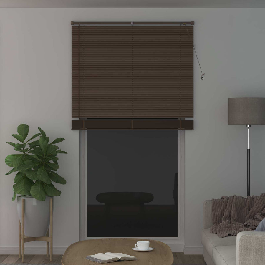 Venetiaanse Blind Donkerbruin met Patroon 213 x 110 cm PVC