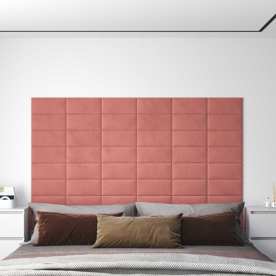Wandhoofdbord 12 pcs Roze 30 x 15 cm Fluweel