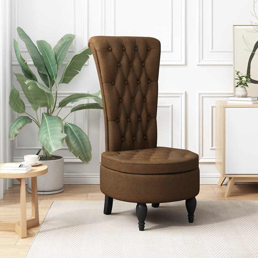 Slipper Stoel Bruin 56,5 x 70 x 110 cm Nep Suede Leer
