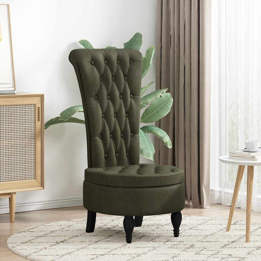 Slipper Stoel Legergroen 56,5 x 70 x 110 cm Nep Suede Leer