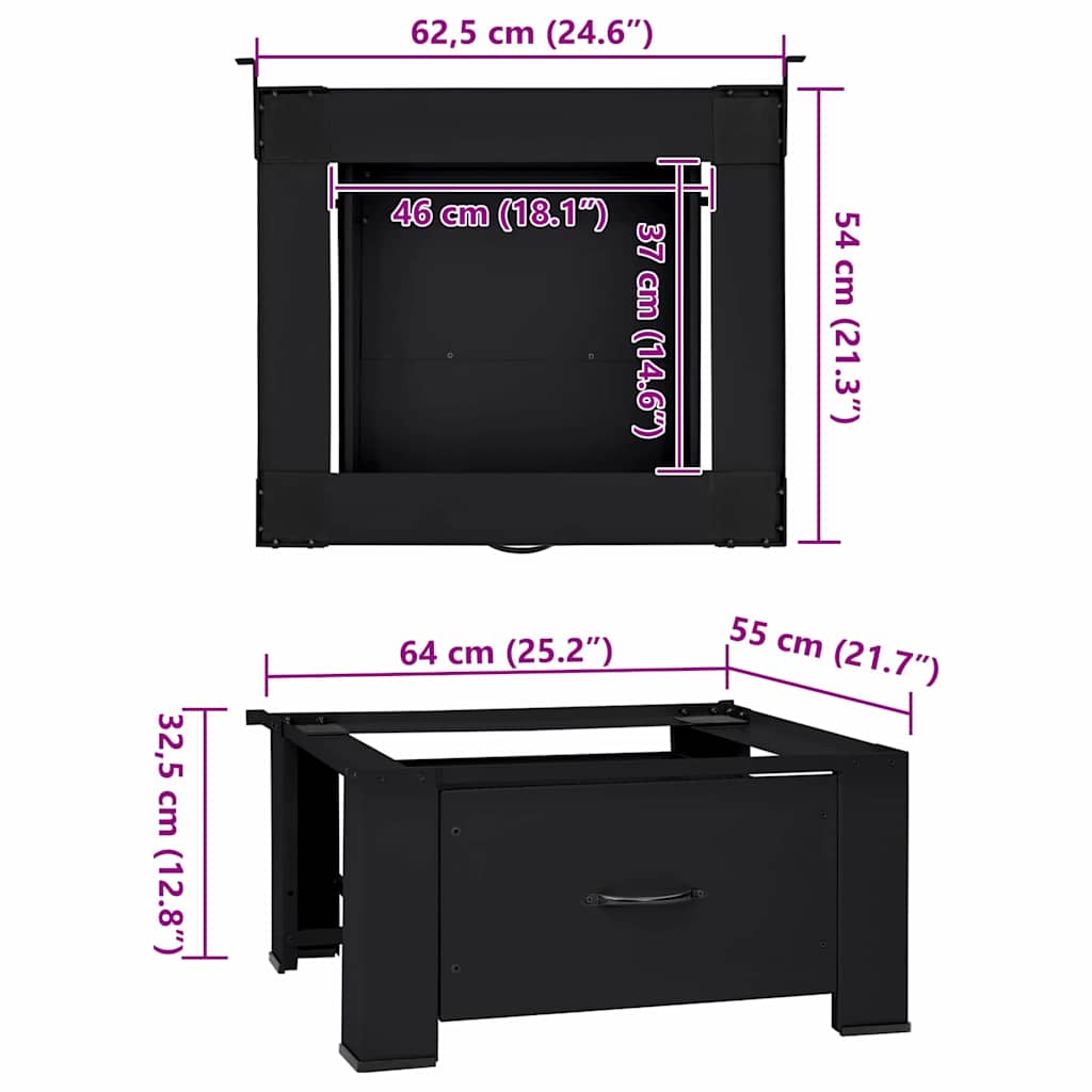 Wasmachine Pedestal Zwart 64 x 55 x 32.5 cm Staal