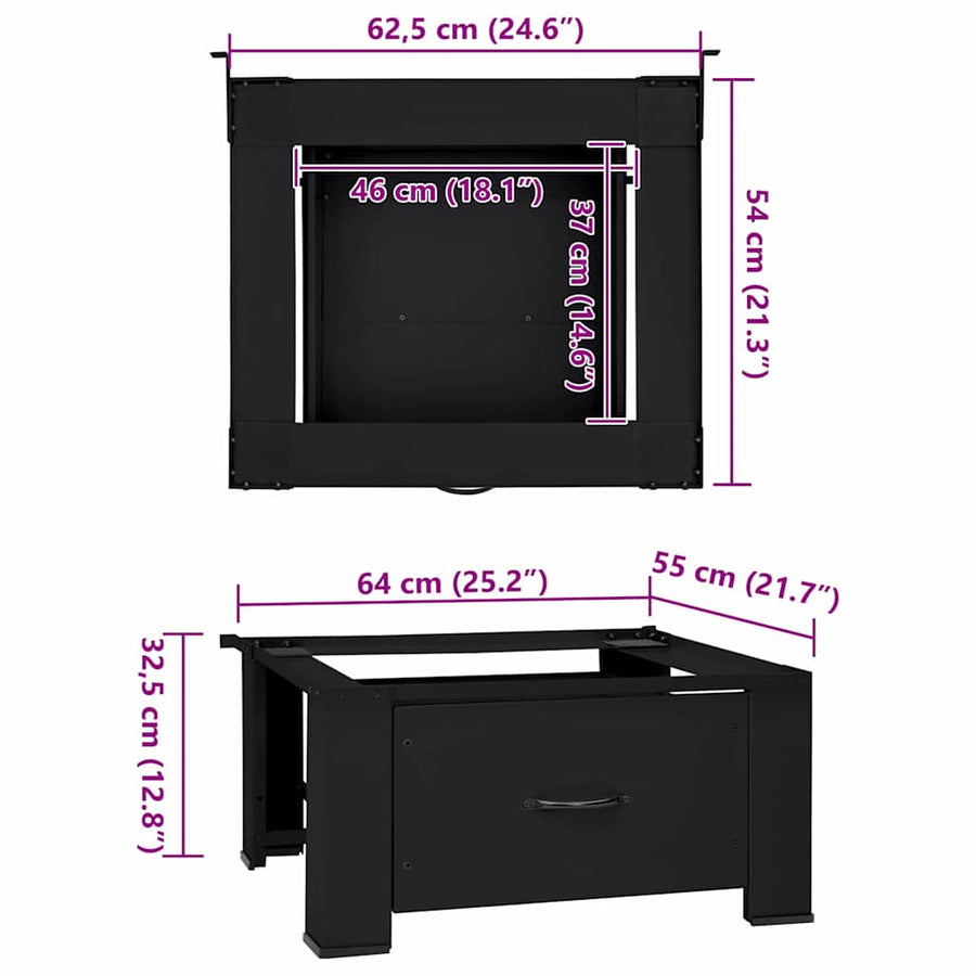 Wasmachine Pedestal Zwart 64 x 55 x 32.5 cm Staal