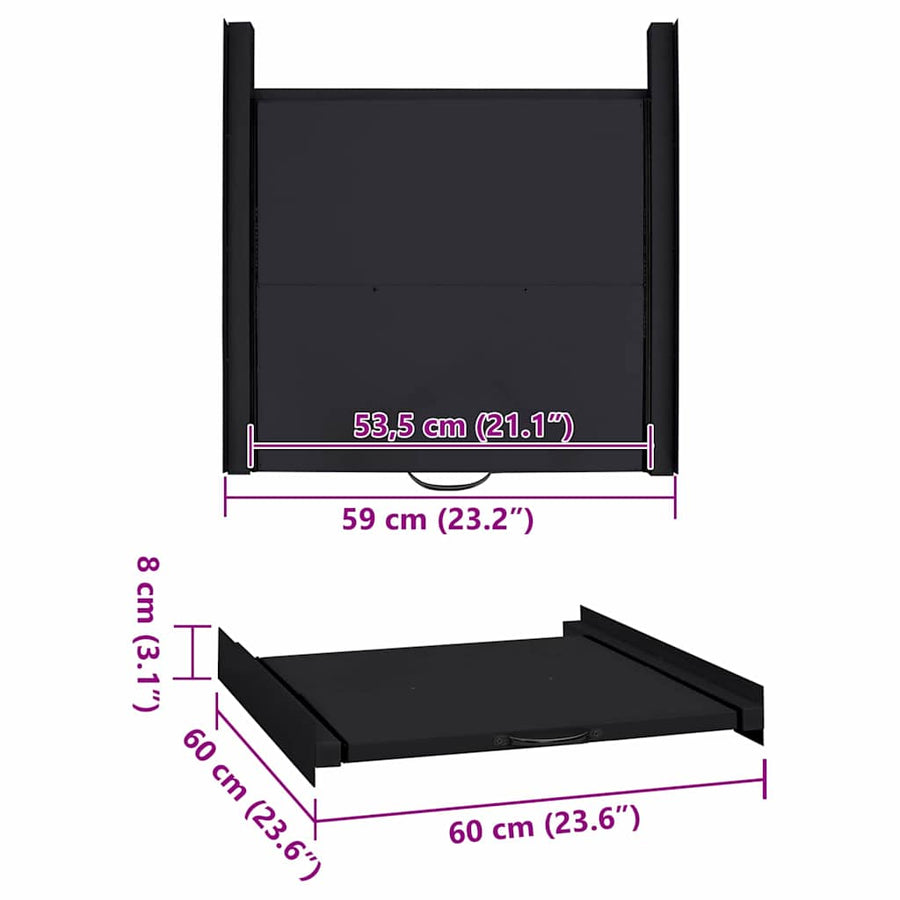 Wasmachine Tussenplank Zwart 60 x 60 x 8 cm Staal