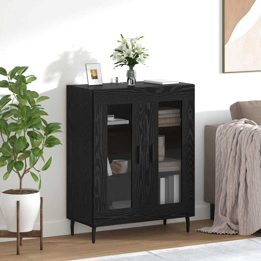 Dressoir Zwart Eiken 69,5 x 34 x 90 cm Bewerkt hout