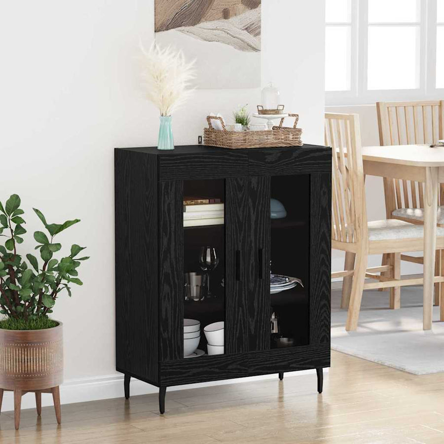 Dressoir Zwart Eiken 69,5 x 34 x 90 cm Bewerkt hout