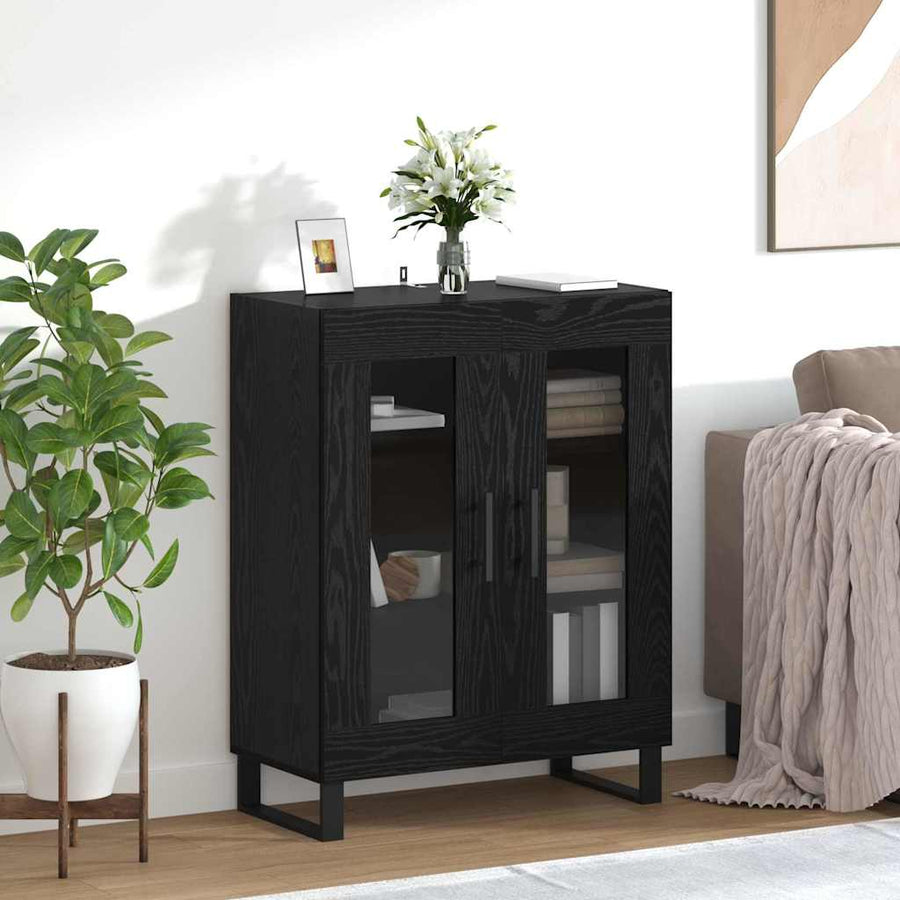 Dressoir Zwart Eiken 69,5 x 34 x 90 cm Bewerkt hout