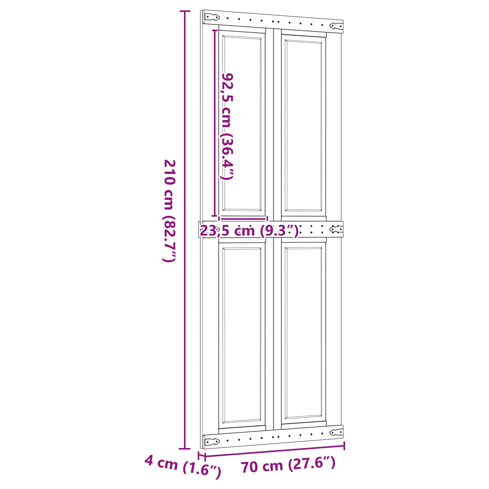Schuifdeur Corona HoningBruin 70 x 210 cm Massief grenenhout