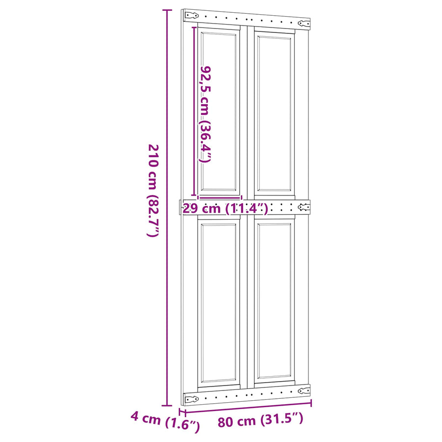 Schuifdeur Corona HoningBruin 80 x 210 cm Massief grenenhout