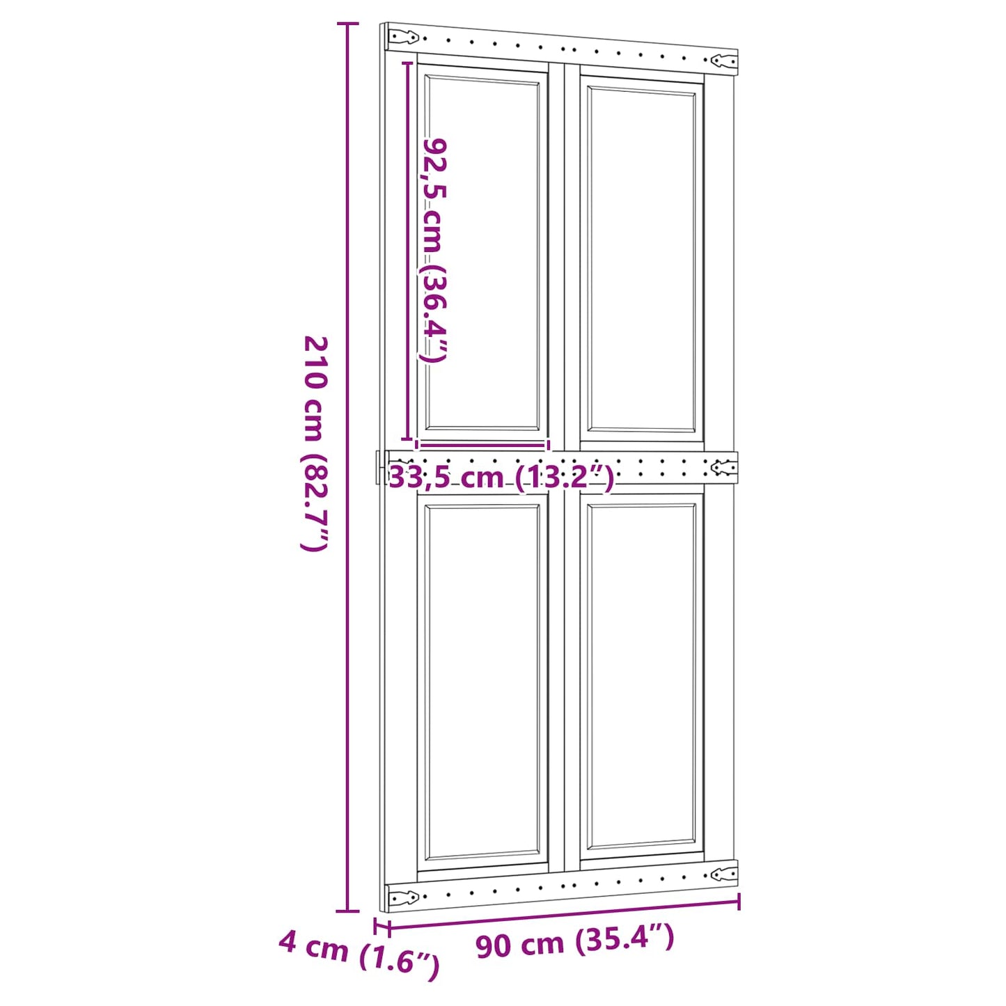 Schuifdeur Corona HoningBruin 90 x 210 cm Massief grenenhout
