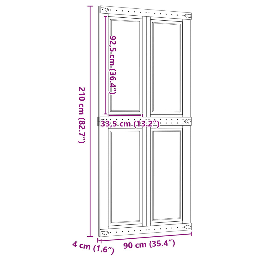 Schuifdeur Corona HoningBruin 90 x 210 cm Massief grenenhout