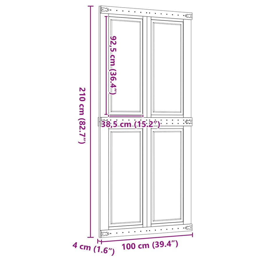 Schuifdeur Corona HoningBruin 100 x 210 cm Massief grenenhout