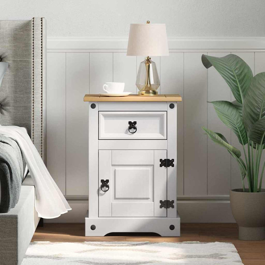 Nachtkastje Met Lade 45 X 35 X 64 Cm Massief Grenenhout