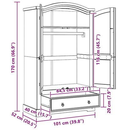 Kledingkast Met Lade 101 X 52 X 170 Cm Massief Grenenhout