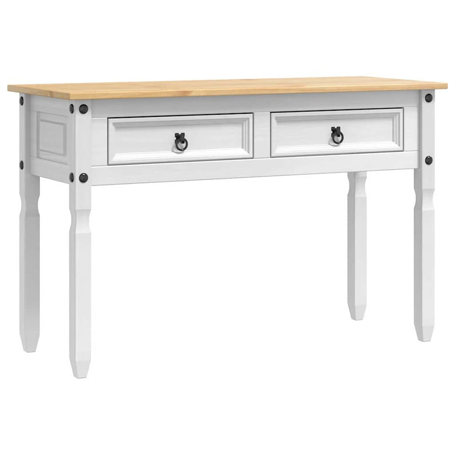 Bijzettafel met lade Wit 115 x 46 x 73 cm Massief grenenhout