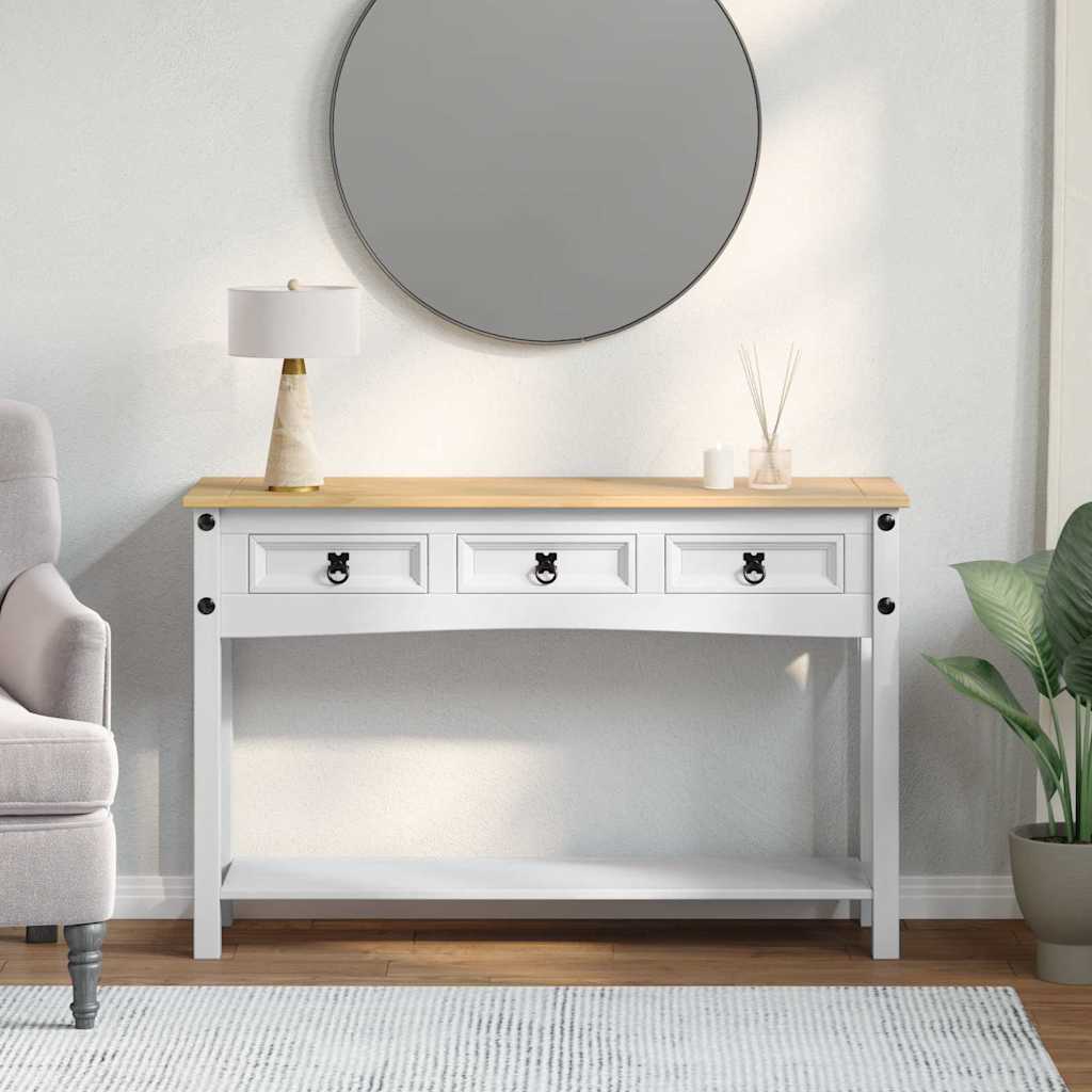 Bijzettafel met lade Wit 114 x 34,5 x 73 cm Massief grenenhout