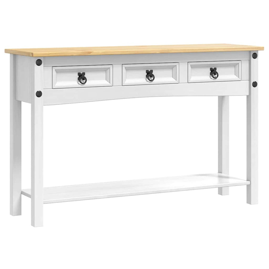 Bijzettafel met lade Wit 114 x 34,5 x 73 cm Massief grenenhout
