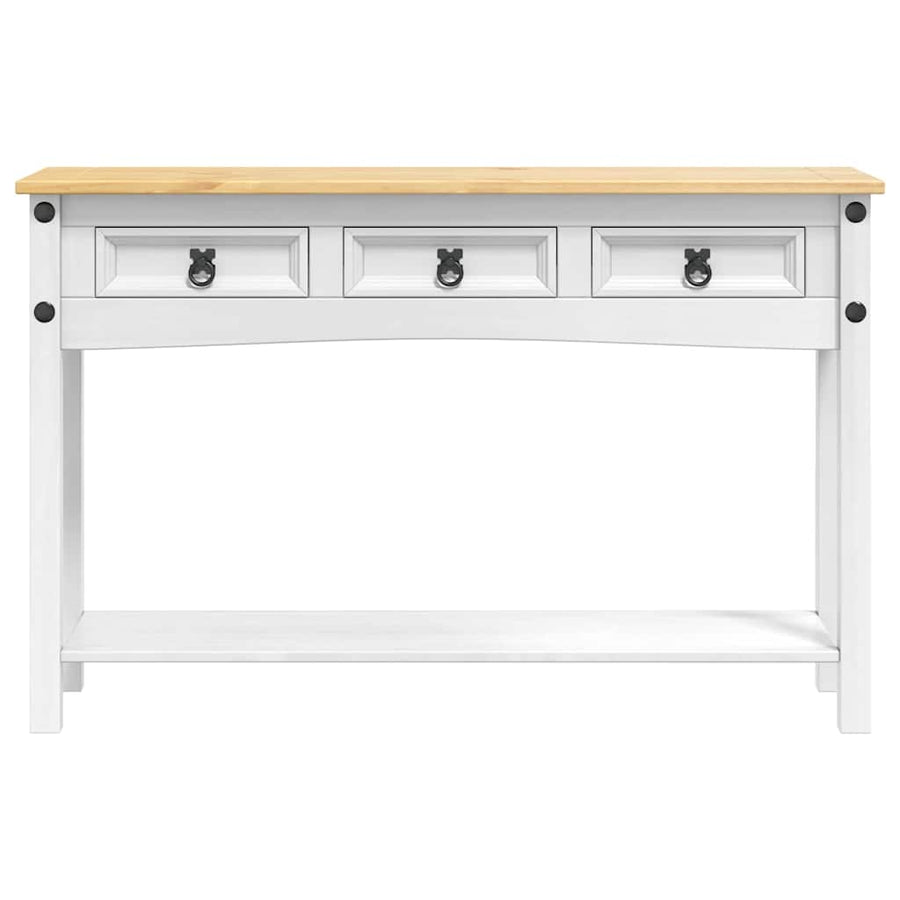 Bijzettafel met lade Wit 114 x 34,5 x 73 cm Massief grenenhout