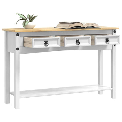 Bijzettafel met lade Wit 114 x 34,5 x 73 cm Massief grenenhout