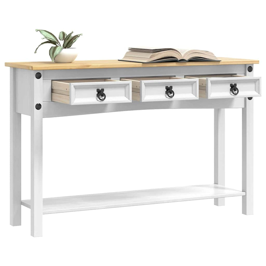 Bijzettafel met lade Wit 114 x 34,5 x 73 cm Massief grenenhout