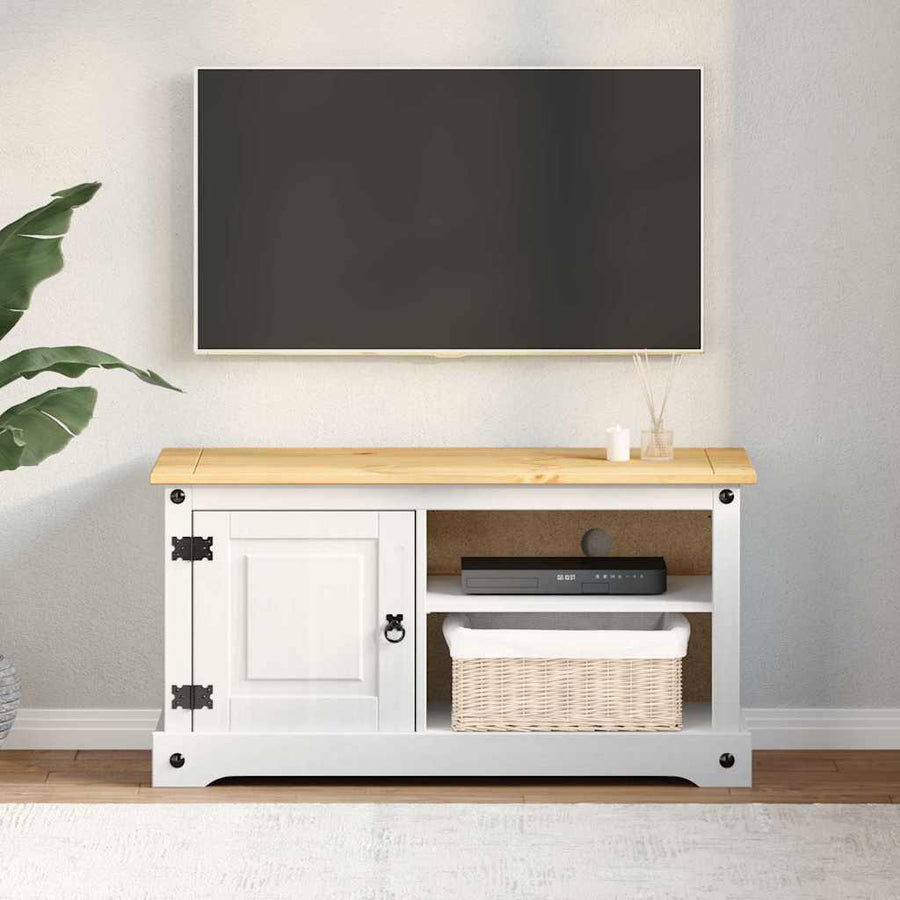 TV-kast Corona Wit 100 x 40 x 52 cm Massief grenenhout