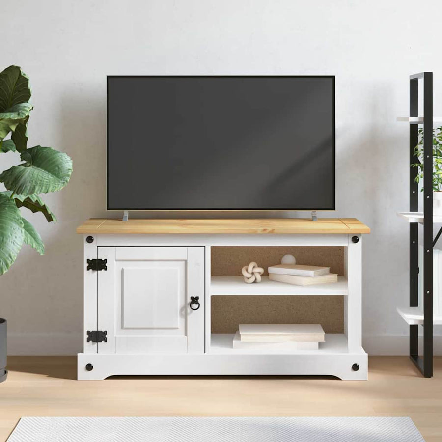 TV-kast Corona Wit 100 x 40 x 52 cm Massief grenenhout