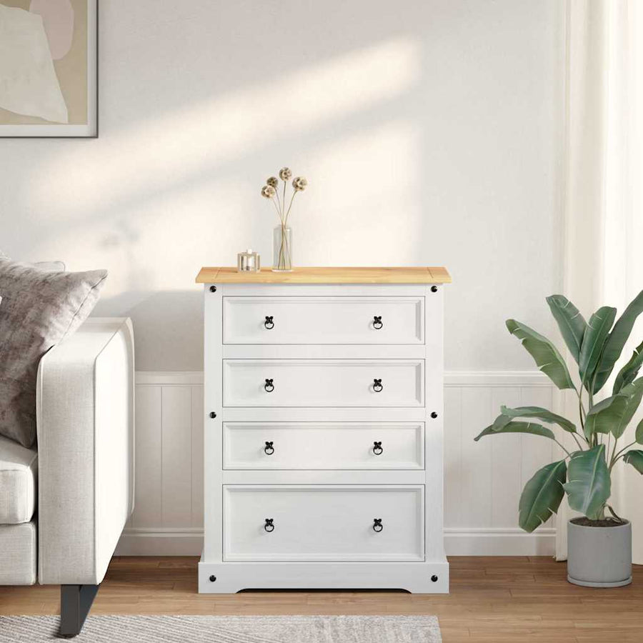 Opbergkisten met lade Wit 92 x 48 x 114 cm Massief Vurenhout