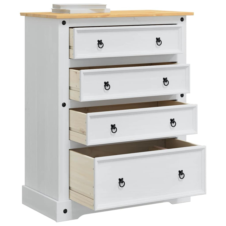 Opbergkisten met lade Wit 92 x 48 x 114 cm Massief Vurenhout