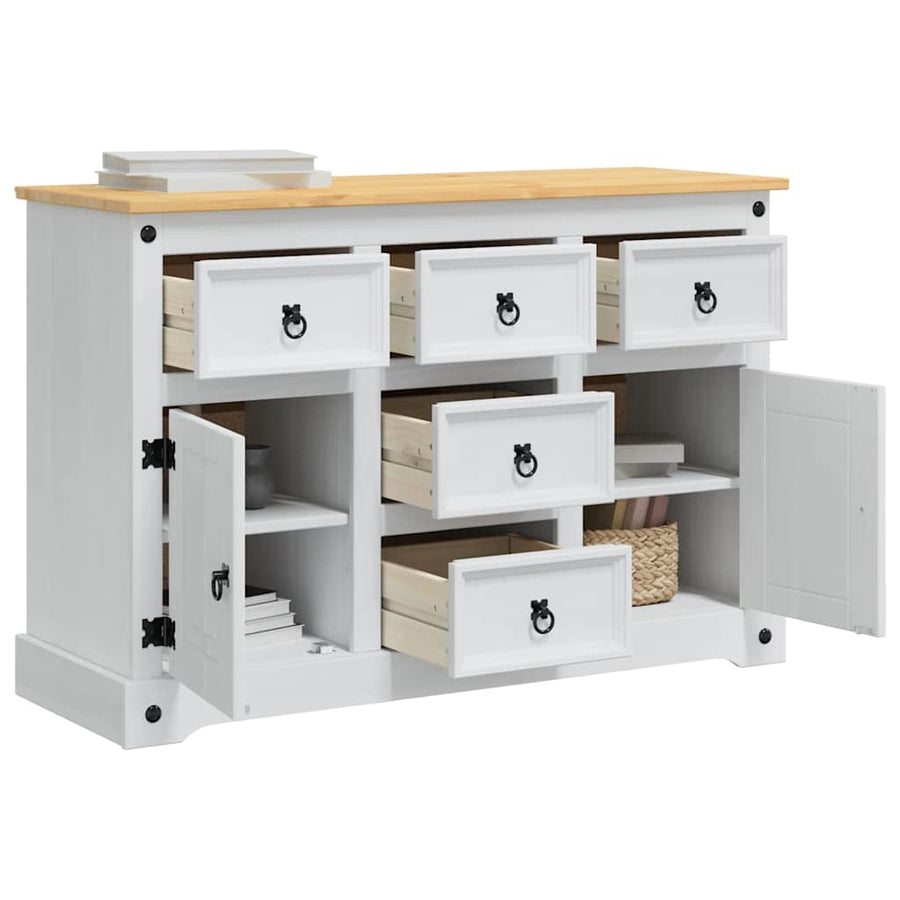 Opbergkisten met lade Wit 112 x 40 x 75 cm Massief grenenhout