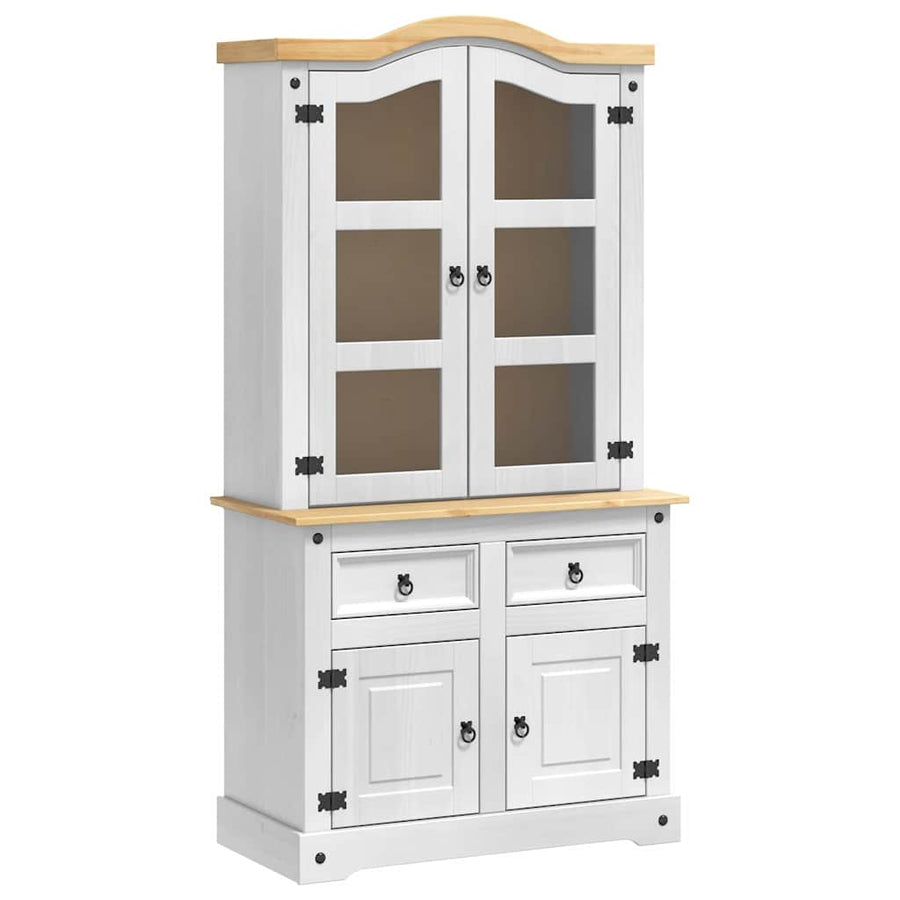 Dressoir met lade Wit 100 x 48,5 x 179 cm Massief grenenhout