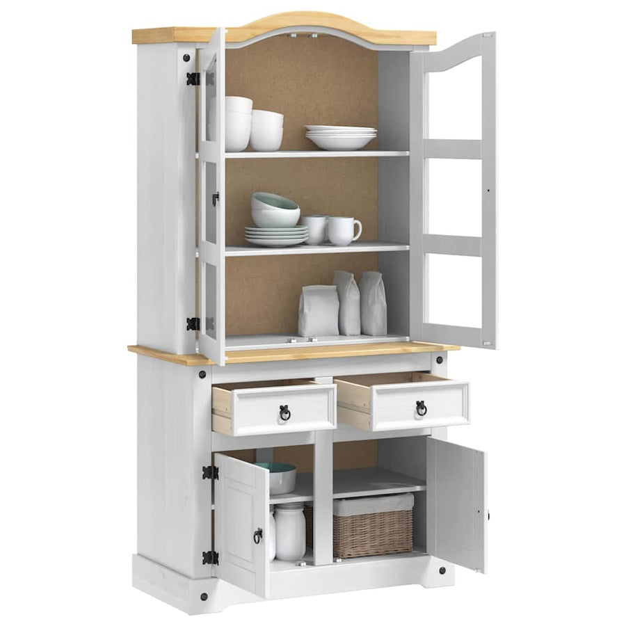 Dressoir met lade Wit 100 x 48,5 x 179 cm Massief grenenhout