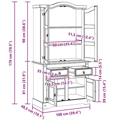 Dressoir met lade Wit 100 x 48,5 x 179 cm Massief grenenhout