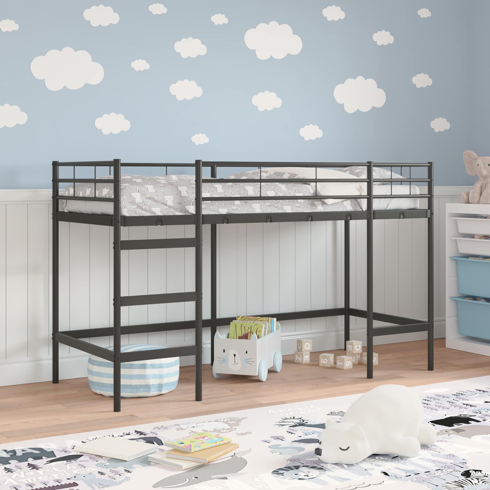 Loftbed Voor Kids 75 x 190 cm Zwart