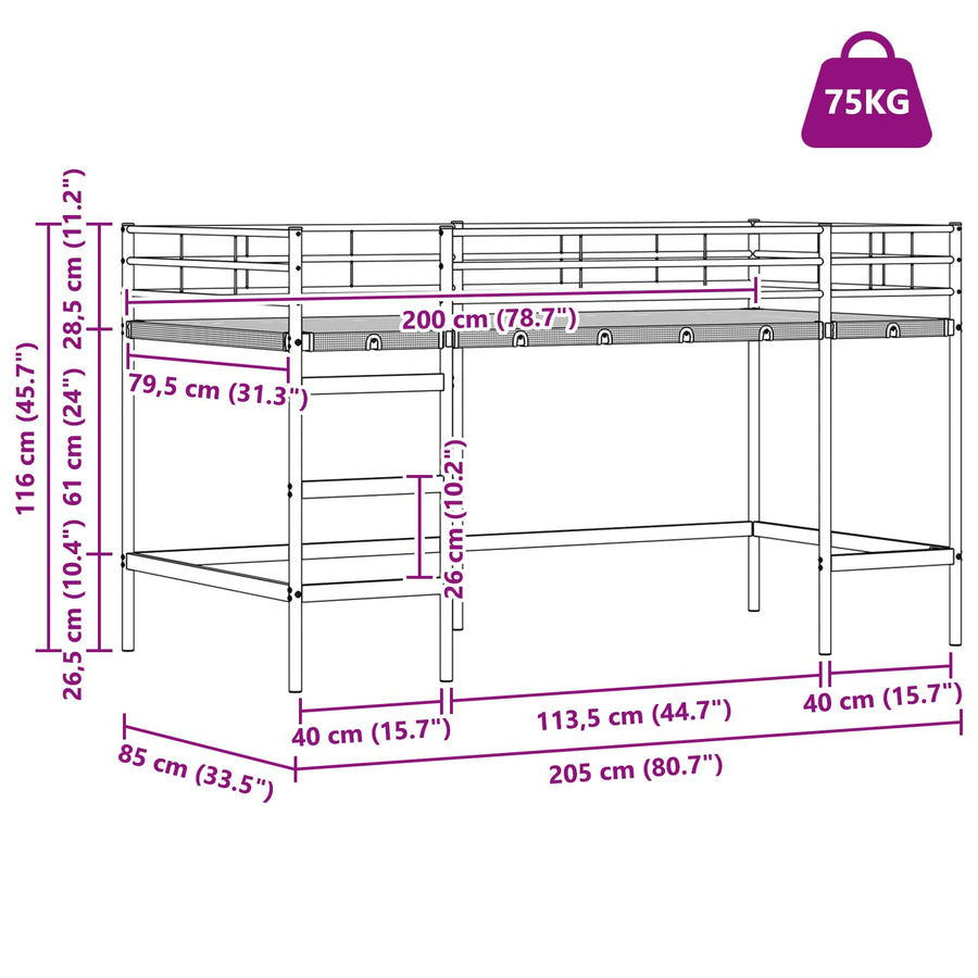 Loftbed Voor Kids 80 x 201 cm Wit