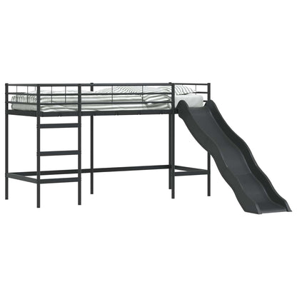 Kinder loft bedframe met glijbaan Zwart en Anthraciet