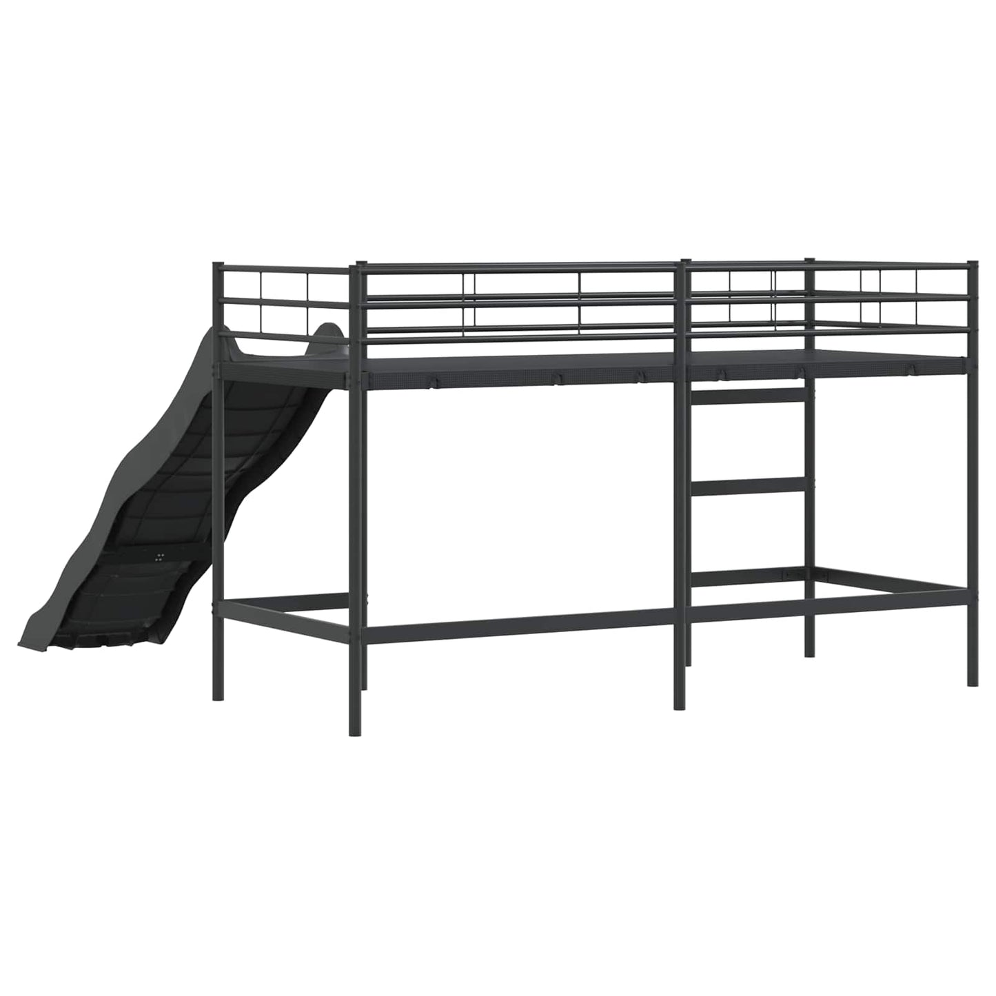 Kinder loft bedframe met glijbaan Zwart en Anthraciet