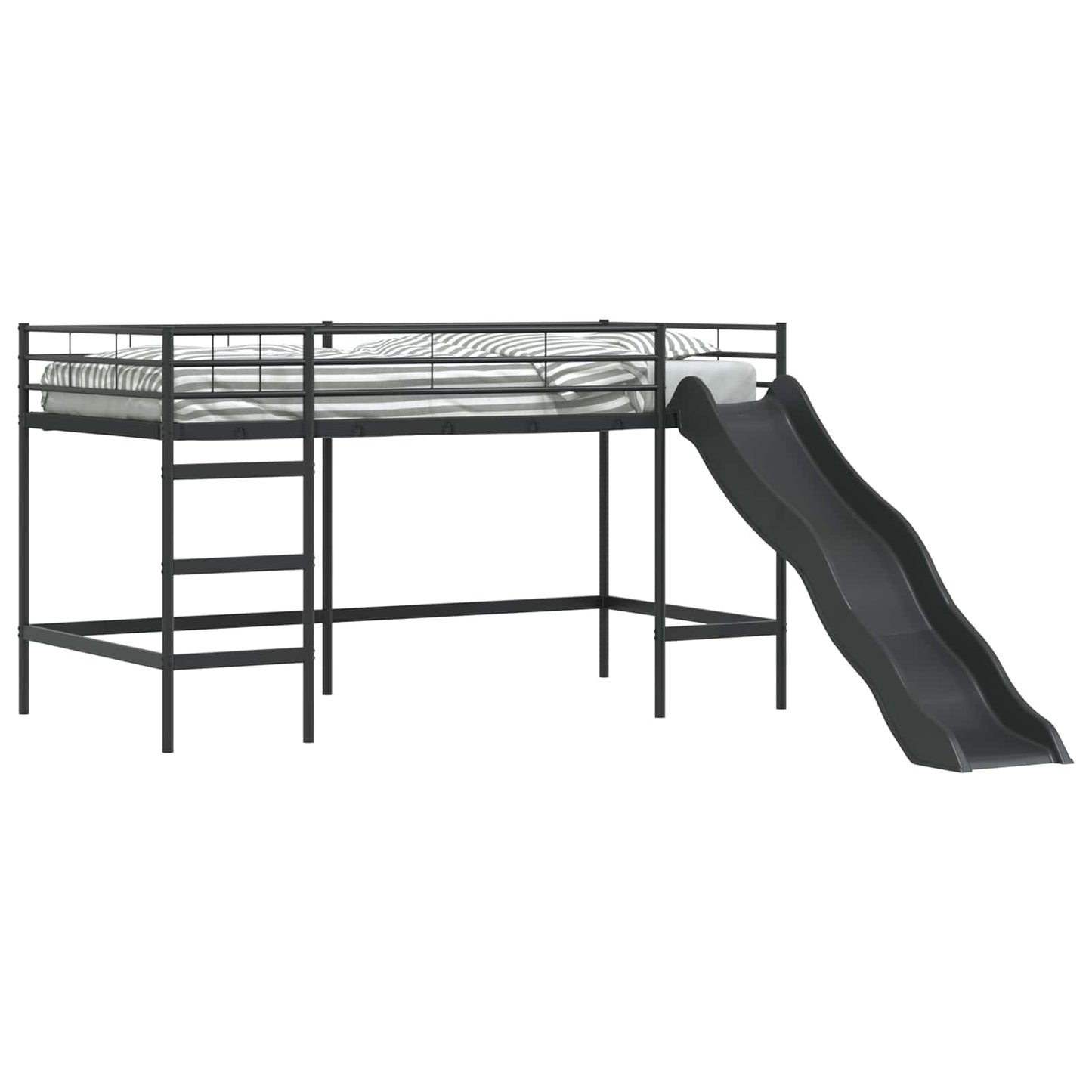Kinder loft bedframe met glijbaan Zwart en Anthraciet
