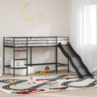 Kids Loft Bed Frame with Slide Black and Anthracite