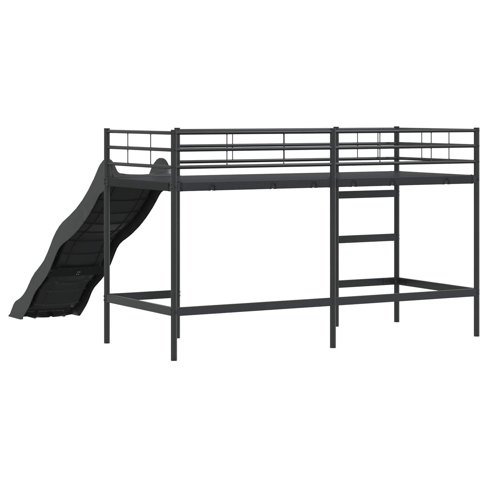 Kinder loft bedframe met glijbaan Zwart en Anthraciet