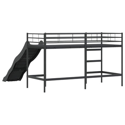 Kinder loft bedframe met glijbaan Zwart en Anthraciet