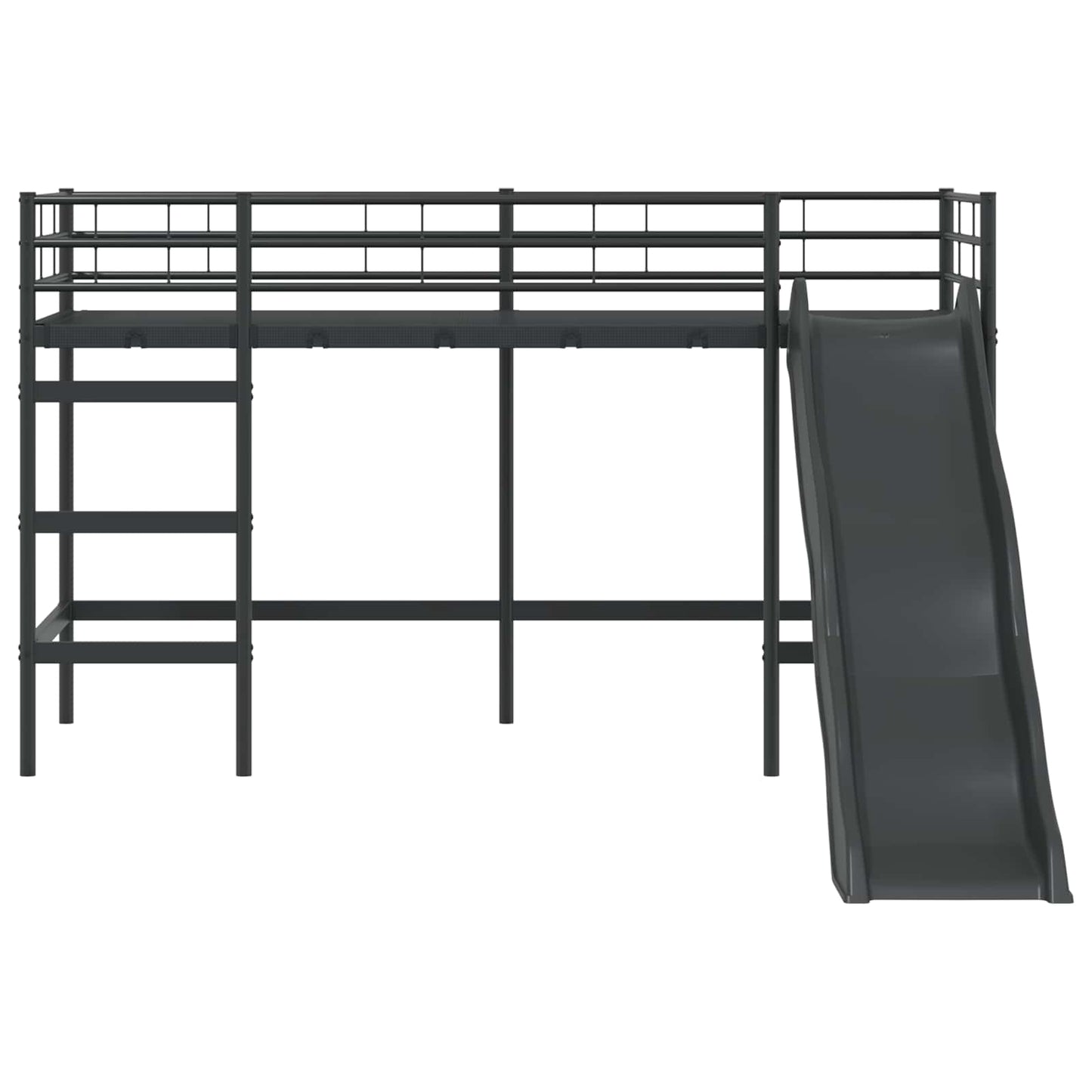 Kinder loft bedframe met glijbaan Zwart en Anthraciet