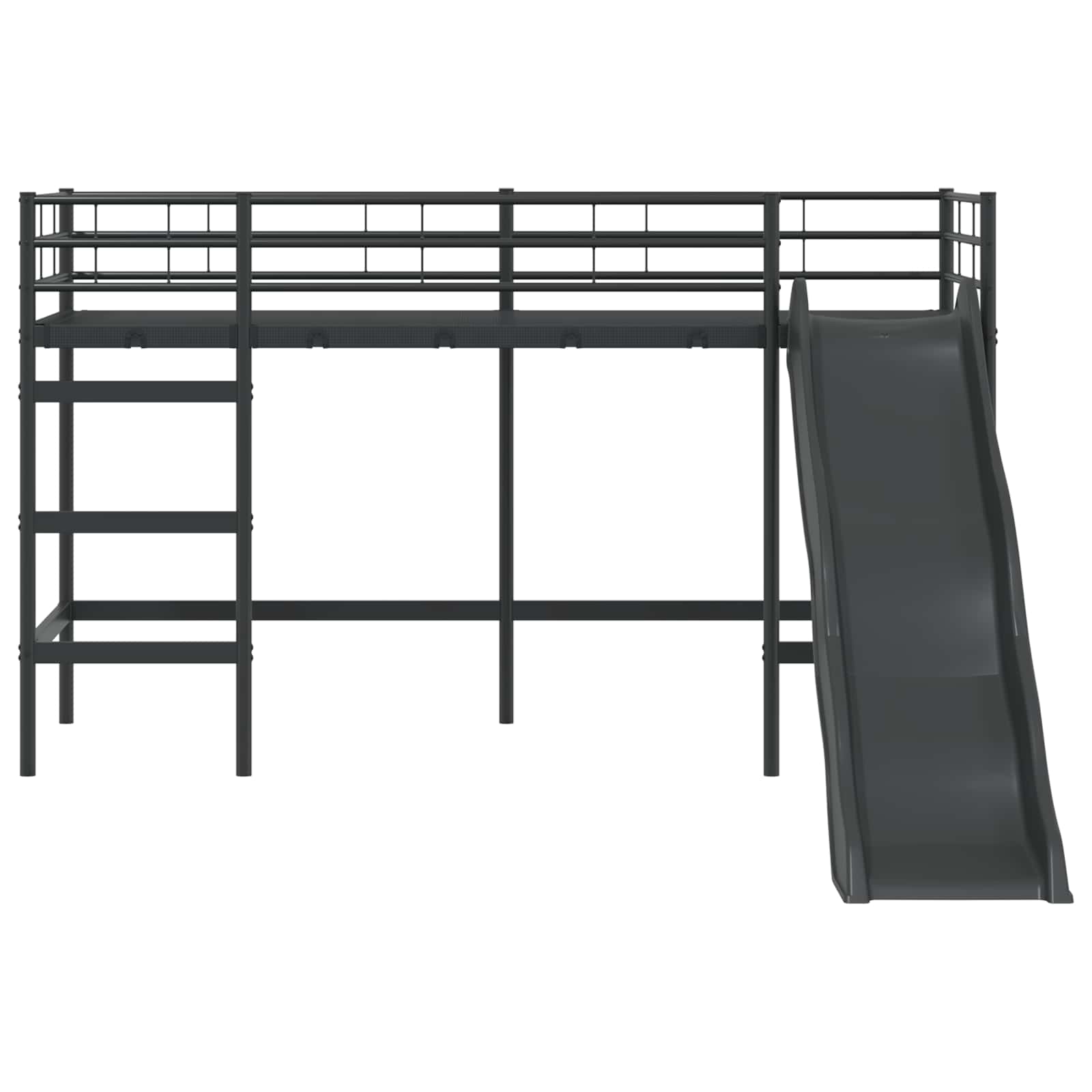 Kinder loft bedframe met glijbaan Zwart en Anthraciet
