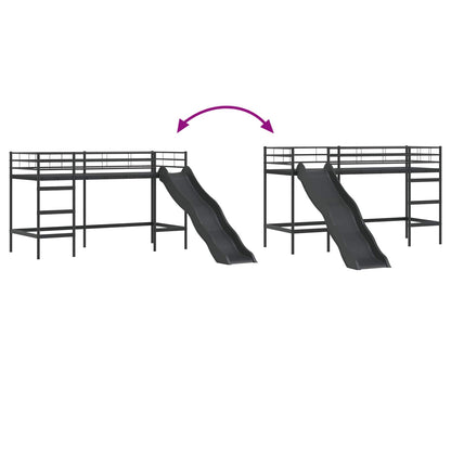 Kinder loft bedframe met glijbaan Zwart en Anthraciet